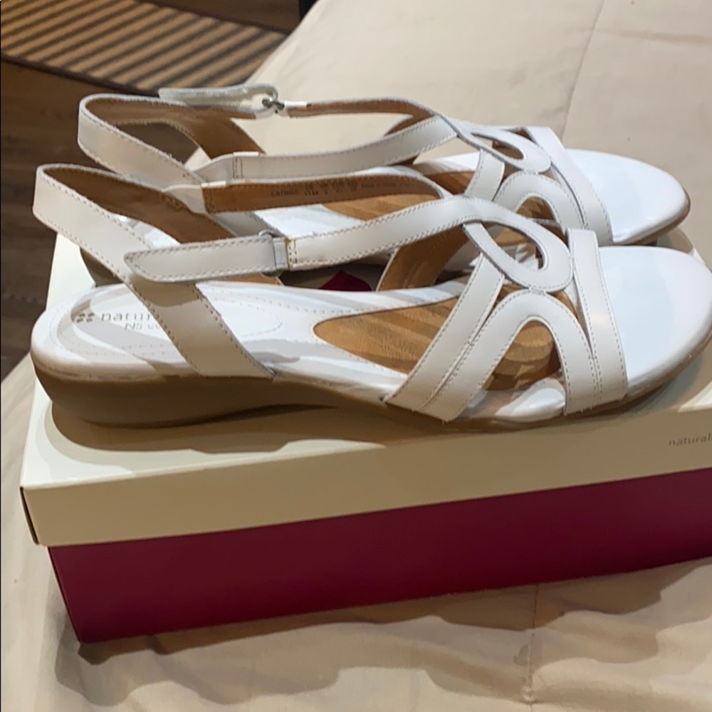 Naturalizer White Leather Slingback Sandals - Picture 5 of 10